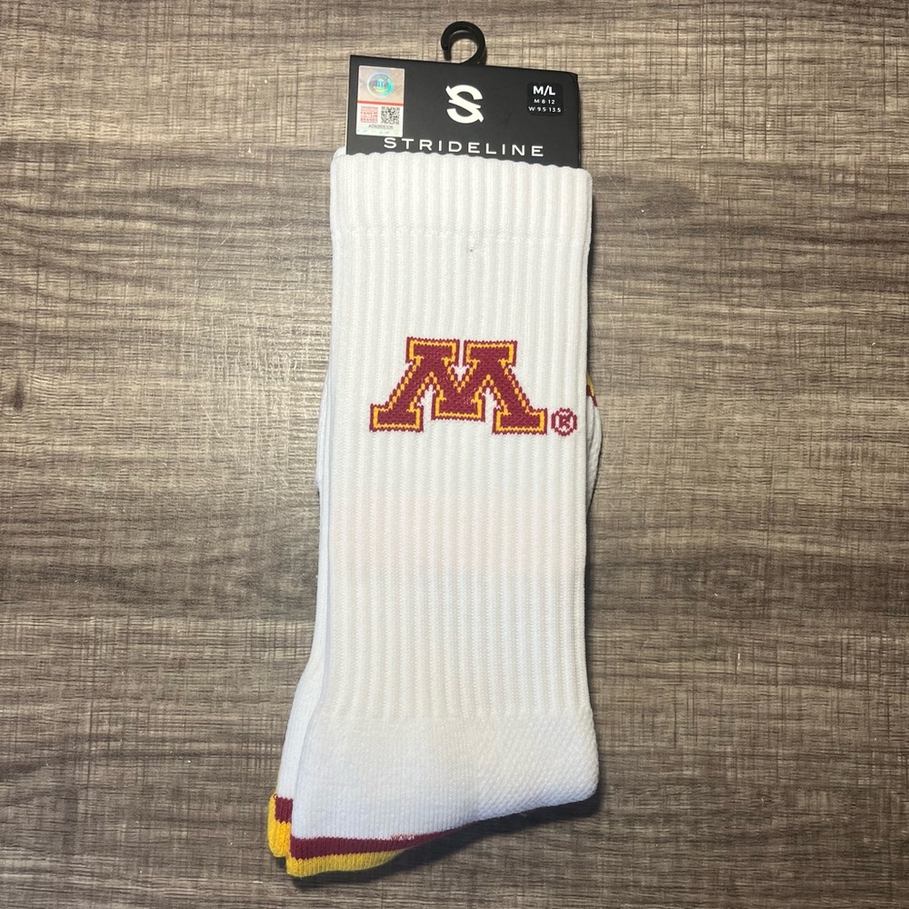 Strideline University Of Minnesota Golden Gopher Crew‎ Socks Size Medium/Large